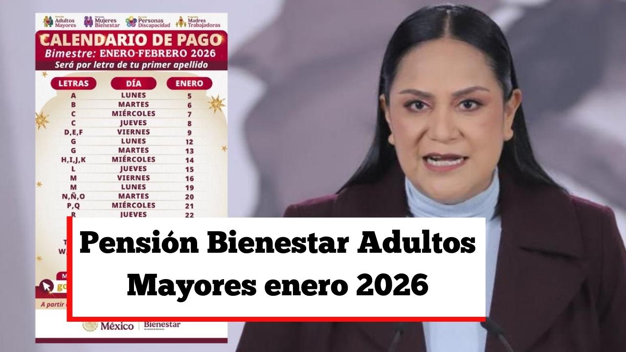 Pensión Bienestar Adultos Mayores enero 2026: calendario de pagos por apellido